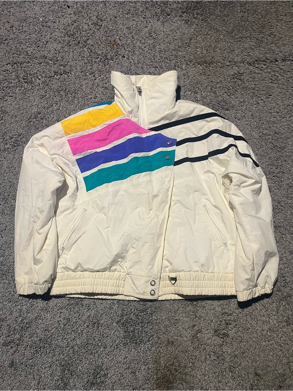 White Performance Jacket with Color Block Accents